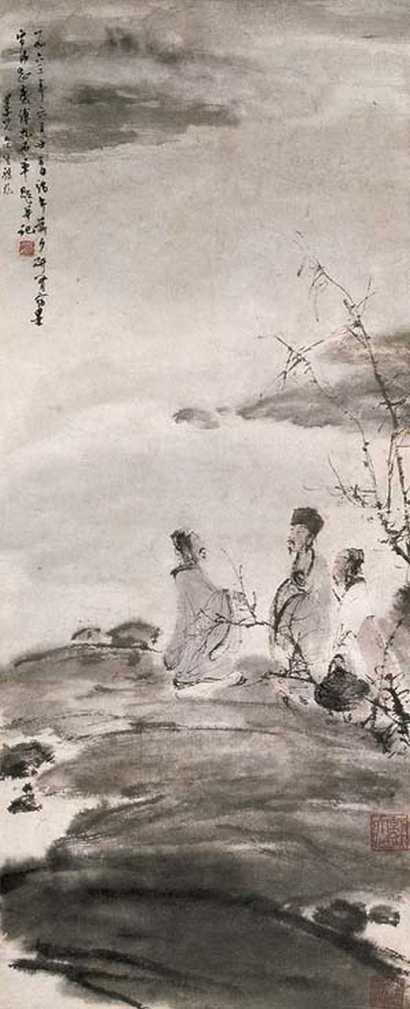 傅抱石 虎溪三笑 立轴